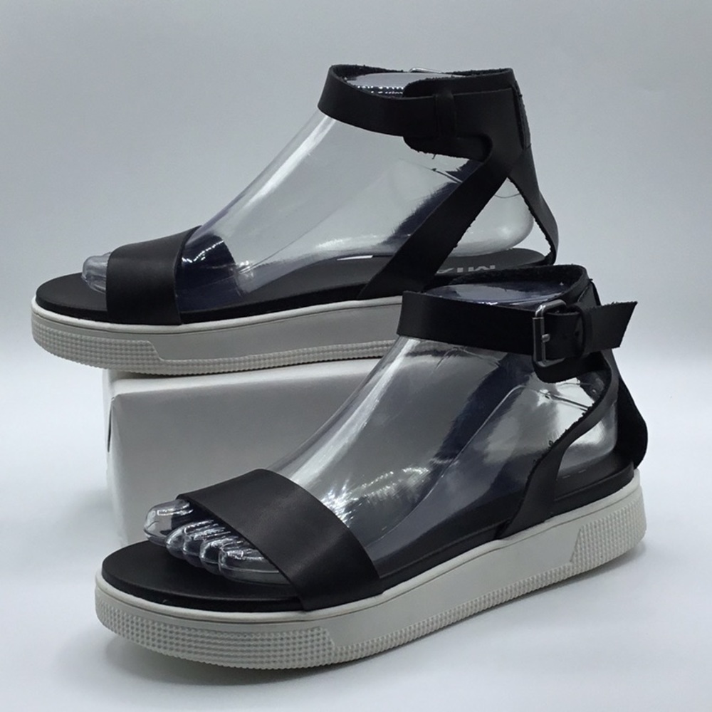 New MIA Kyleigh black leather sandals.